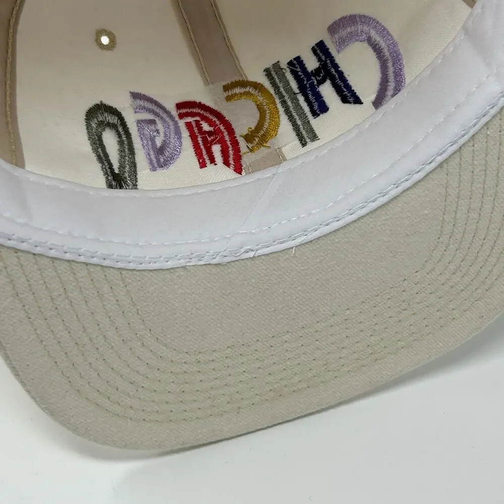 Vintage 90s Chicago Hat Baseball Cap Ivory Travel Tourist Tourism Snapback Kudzu